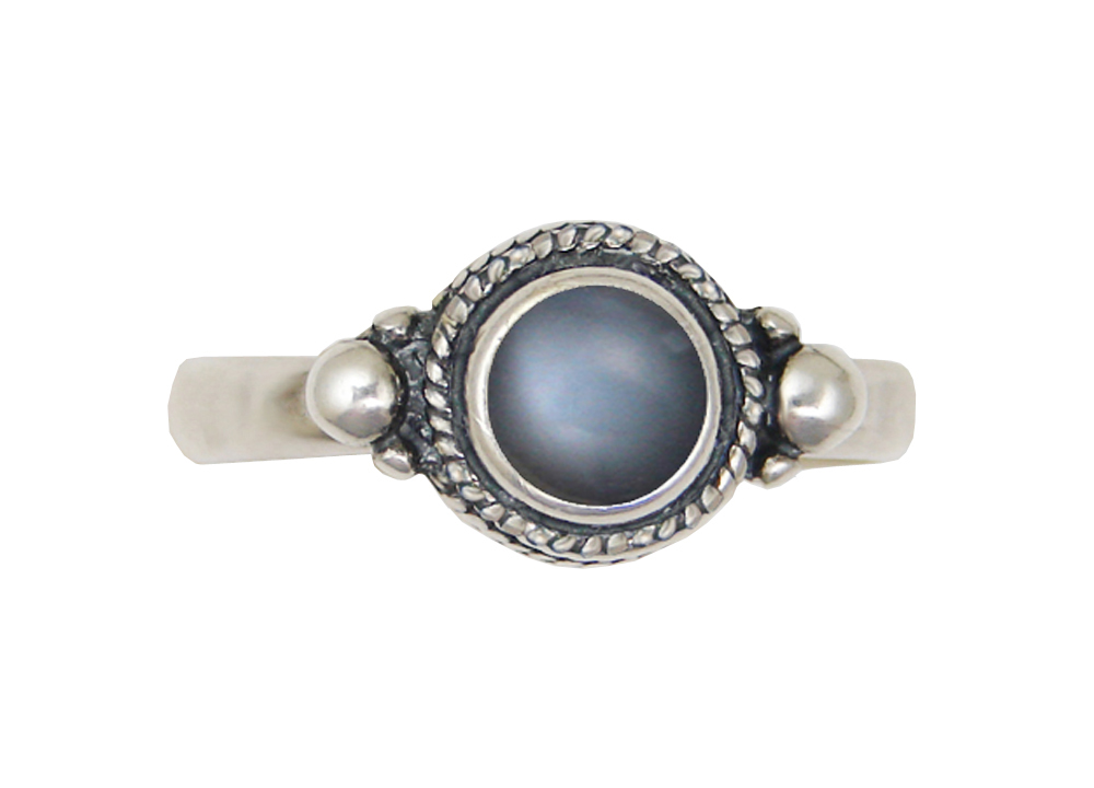 Sterling Silver Ring With Grey Moonstone Size 8